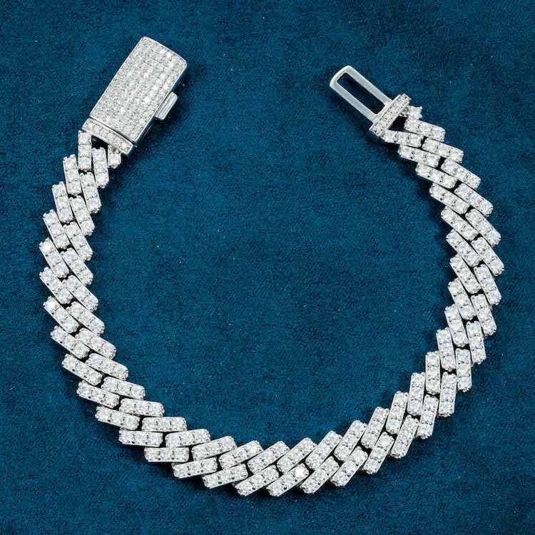 10mm moissanite miami cuban link bracelet mens ice diamond hip hop full