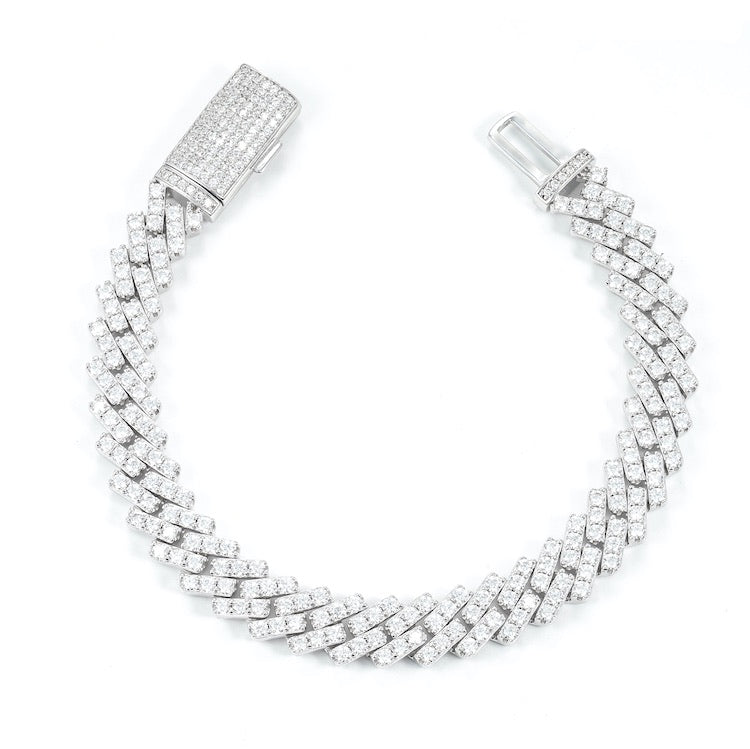 10mm moissanite miami cuban link bracelet mens ice diamond hip hop white
