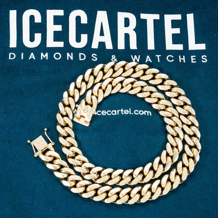 12mm moissanite gold chain necklace lobster clasp icecartel