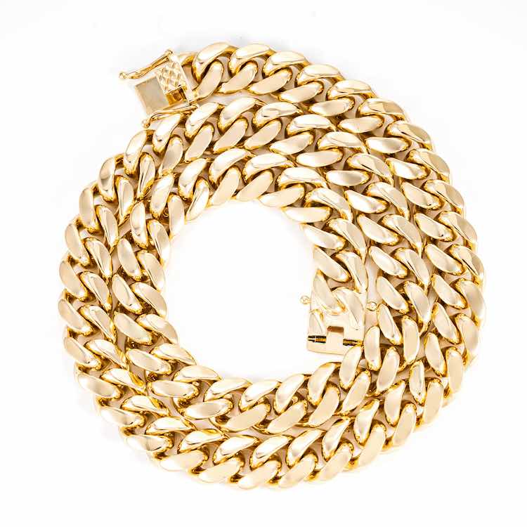 12mm moissanite gold chain necklace lobster clasp white