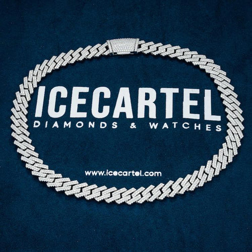 13mm moissanite cuban link chain necklace white gold iced out 925 silver velvet