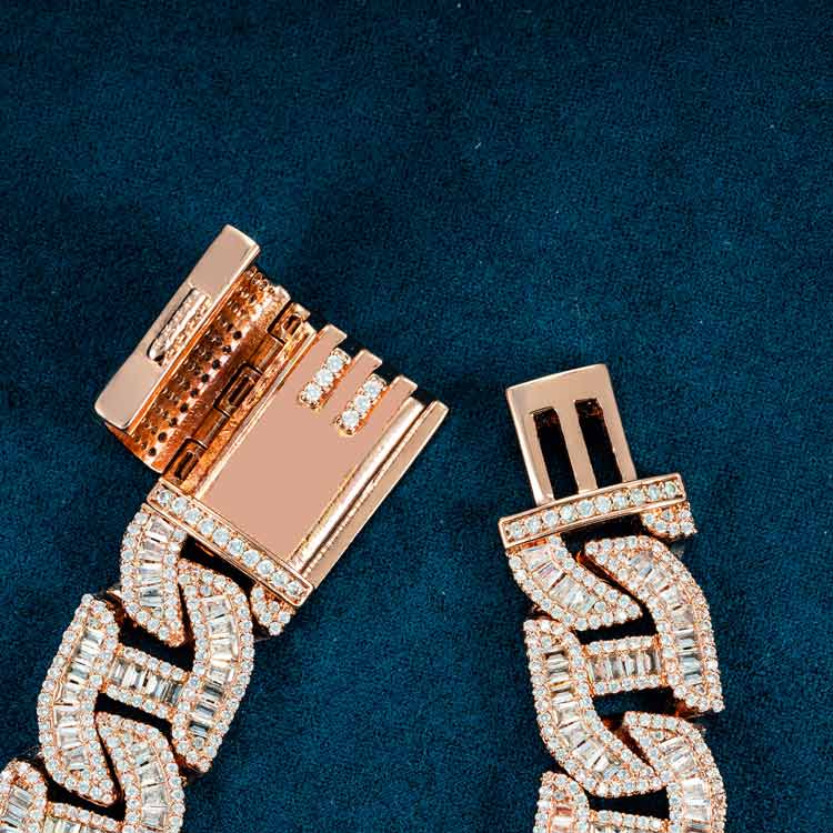 15mm mariner link bracelet rose gold moissanite diamond mens