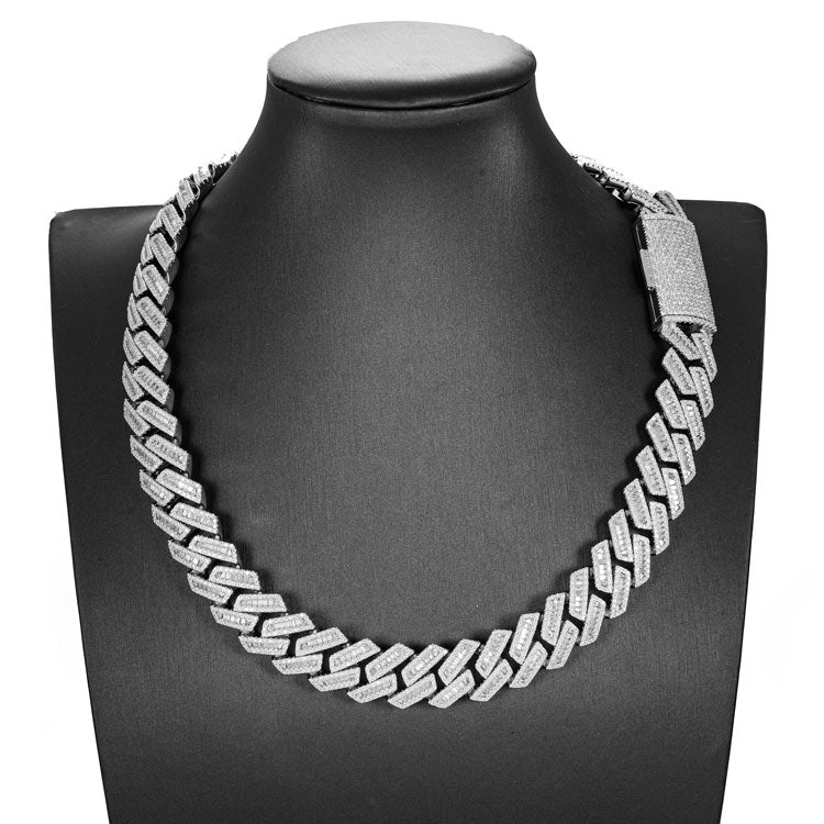 18mm moissanite baguette cuban link chain necklace ice mannequin