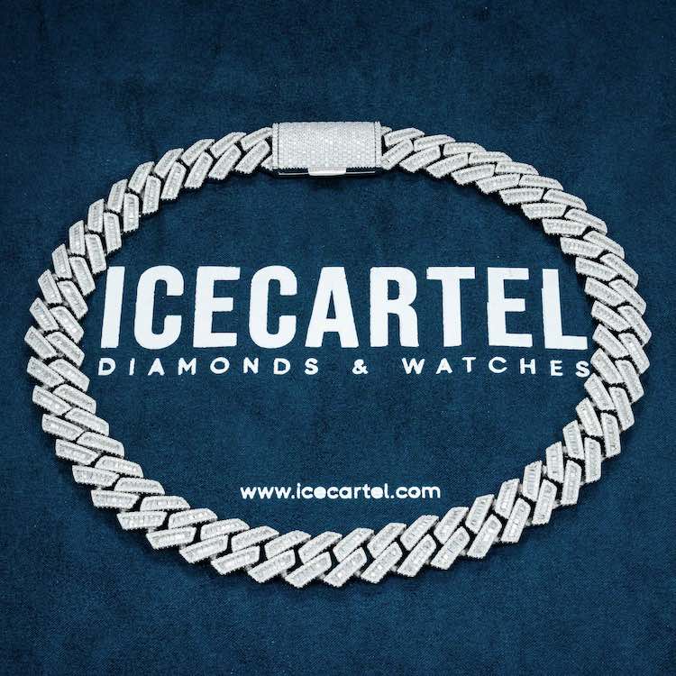 18mm moissanite baguette cuban link chain necklace ice velvet