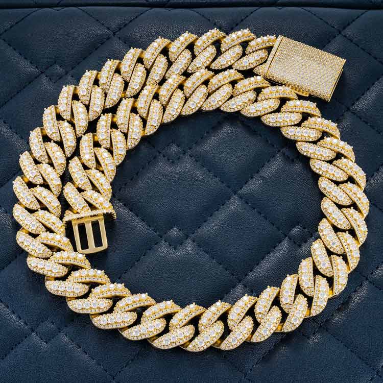 20mm moissanite yellow gold 14k vvs diamonds miami cuban link chain for men top