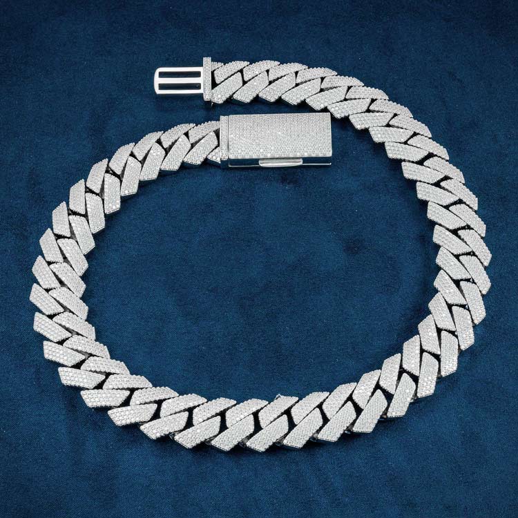 20mm vvs moissanite diamond cuban link chain necklace for men white gold iced out full
