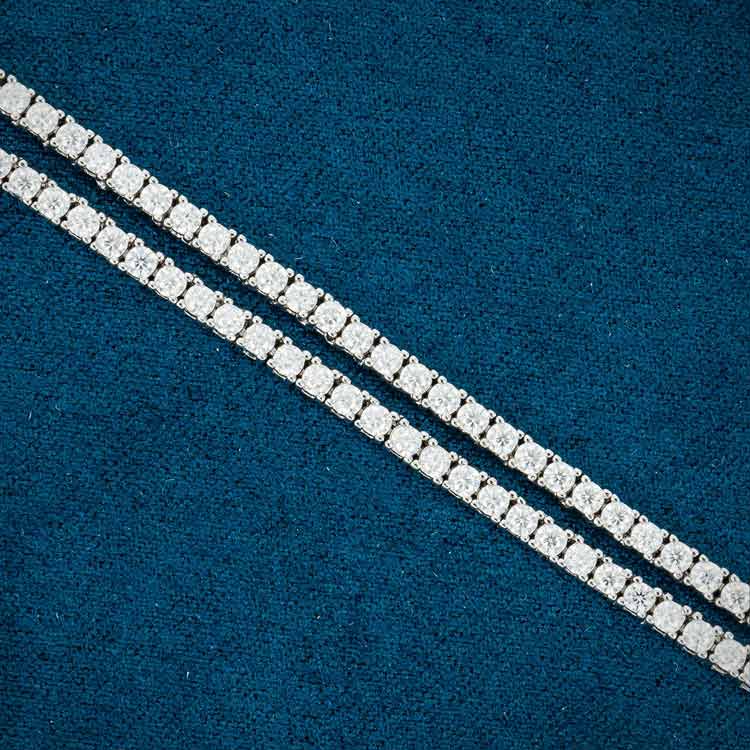 2mm moissanite tennis necklace chain white gold diamond for men close