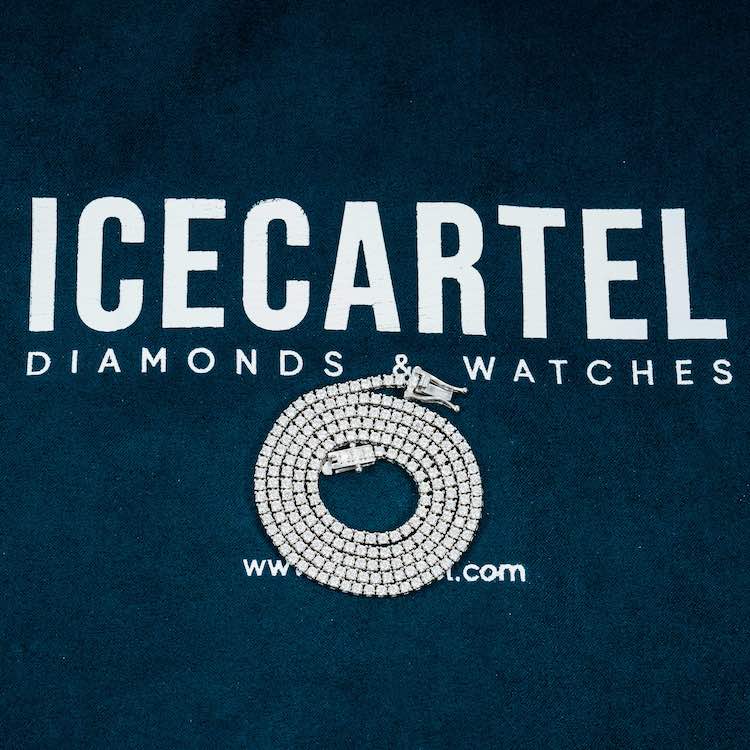 2mm moissanite tennis necklace chain white gold diamond for men velvet