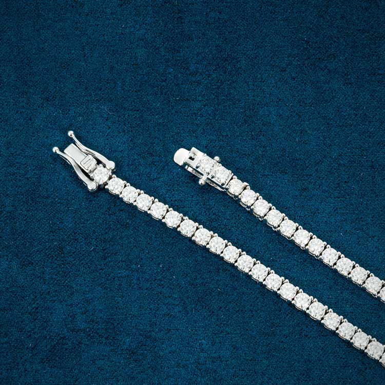 3mm moissanite tennis chain necklace 14k white gold ice clasp