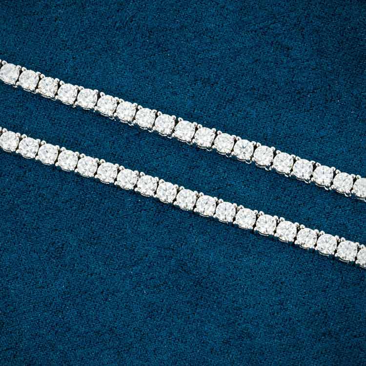 3mm moissanite tennis chain necklace 14k white gold ice close