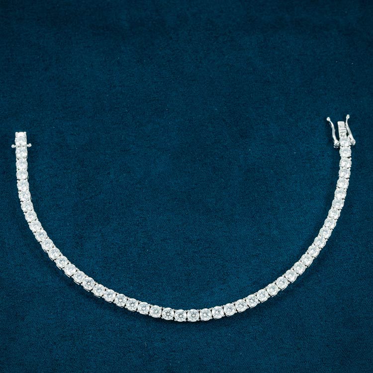 4mm moissanite diamond tennis bracelet for men white gold thin full
