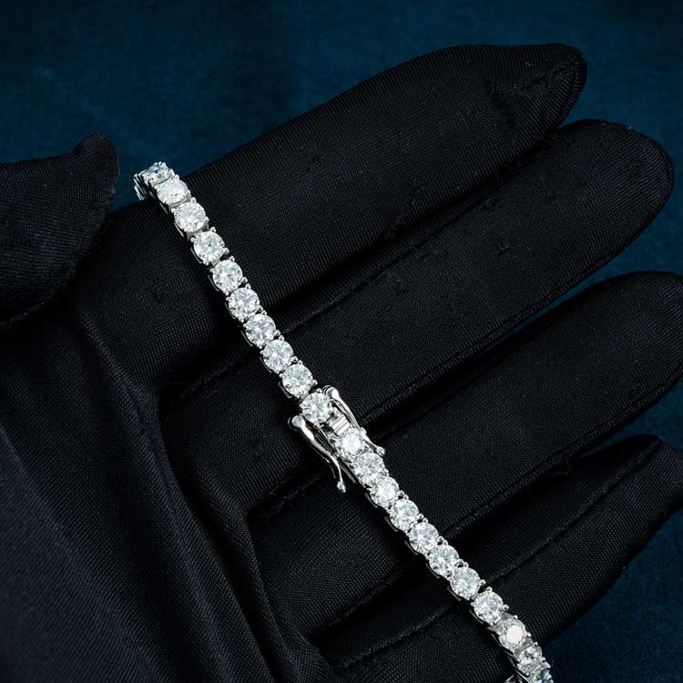 4mm moissanite diamond tennis bracelet for men white gold thin hand