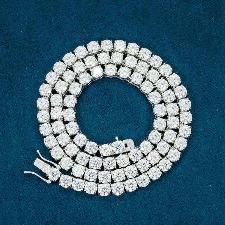 5mm moissanite tennis chain necklace diamond vvs iced out front