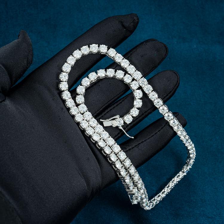 5mm moissanite tennis chain necklace diamond vvs iced out hand