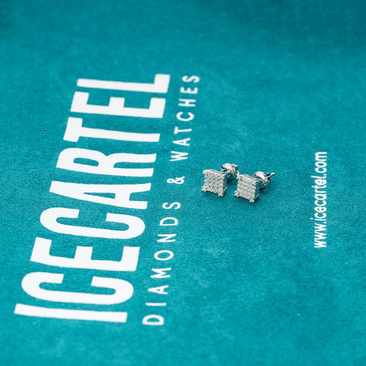 6mm moissanite square cluster stud earrings iced out velvet