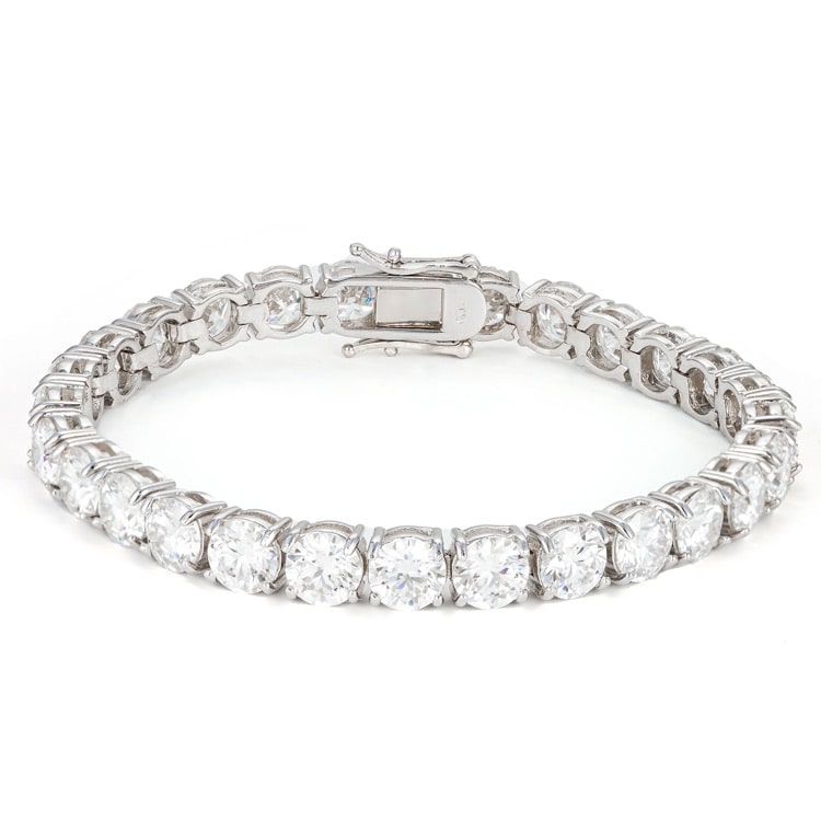 6mm moissanite tennis bracelet white gold icey background