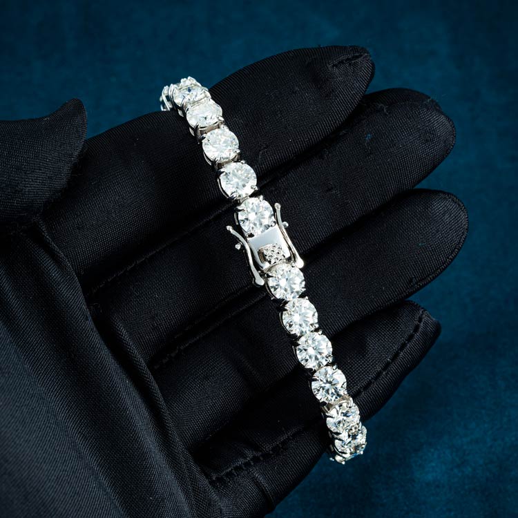 6mm moissanite tennis bracelet white gold icey hand