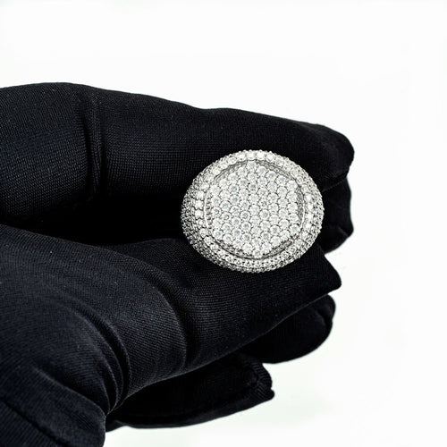 Hexagon moissanite diamonds signet ring iced out white gold hand