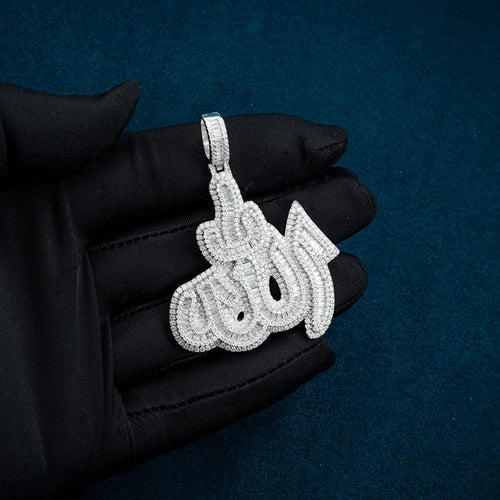 allah pendant moissanite iced out diamond silver hand