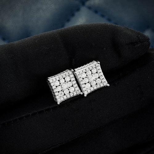 9mm cluster mens moissanite iced out stud earrings white gold hand