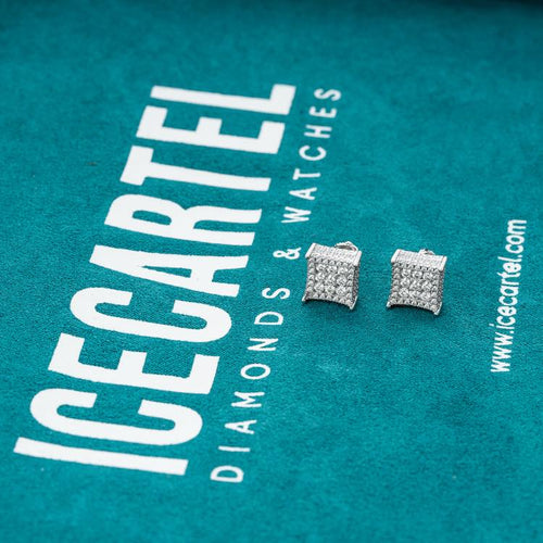 9mm cluster mens moissanite iced out stud earrings white gold velvet