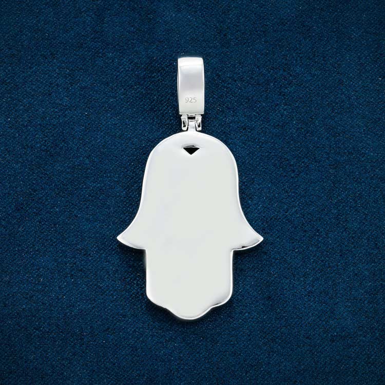 hamsa hand moissanite vvs pendant for men iced out hip hop back