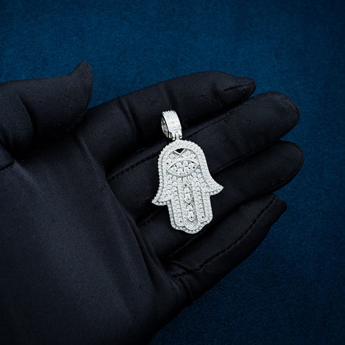 hamsa hand moissanite vvs pendant for men iced out hip hop hand