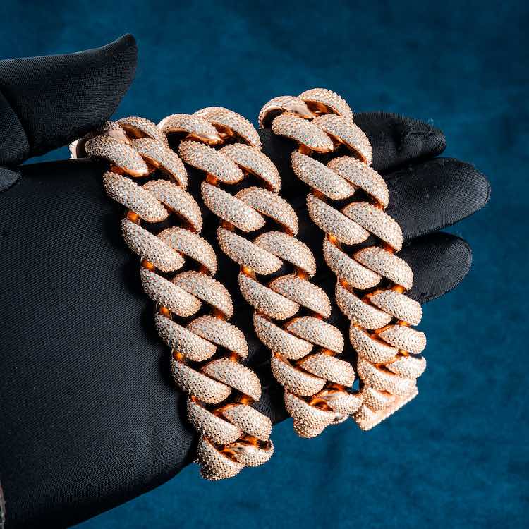 icecartel moissanite 20mm yellow gold white gold cuban link necklace chain hand