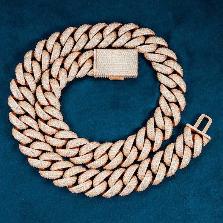 icecartel moissanite 20mm yellow gold white gold cuban link necklace chain front