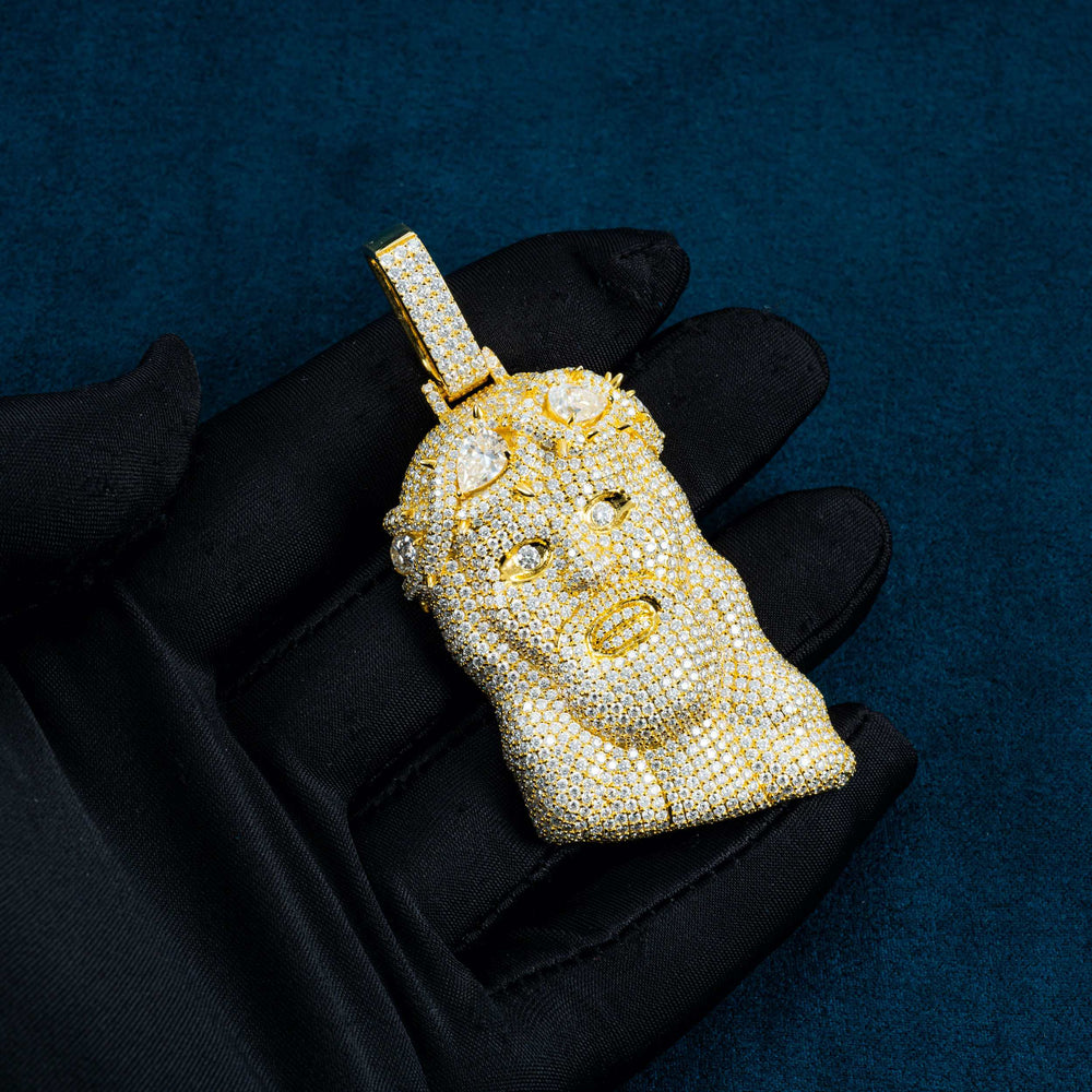 jesus face pendant yellow gold icecartel moissanite diamonds hand