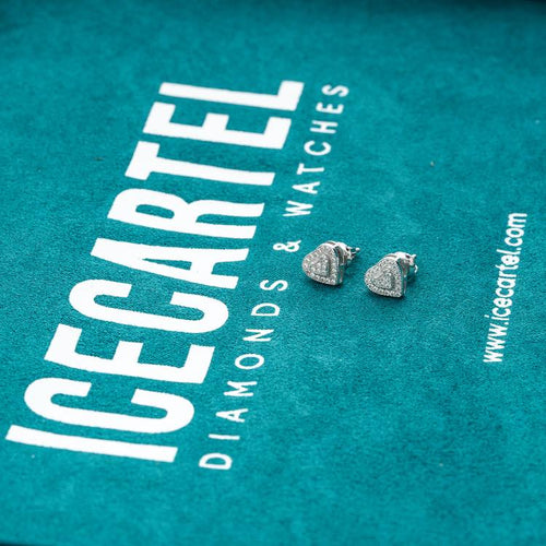 8mm Mens heart moissanite stud earrings iced out velvet