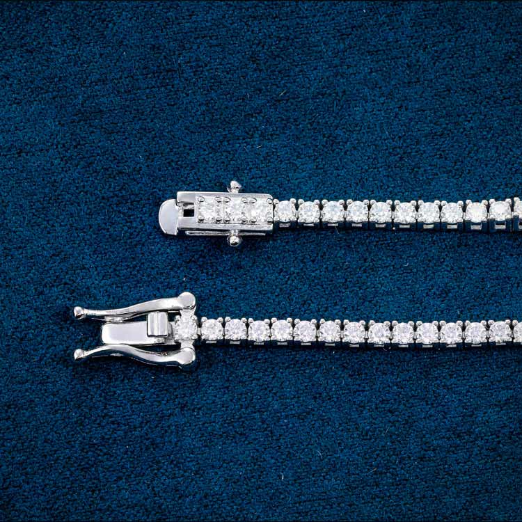 mens white gold 2mm moissanite tennis bracelet mens clasp