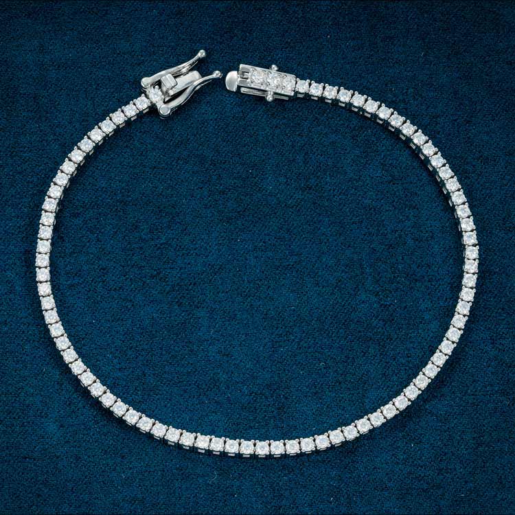 mens white gold 2mm moissanite tennis bracelet mens full