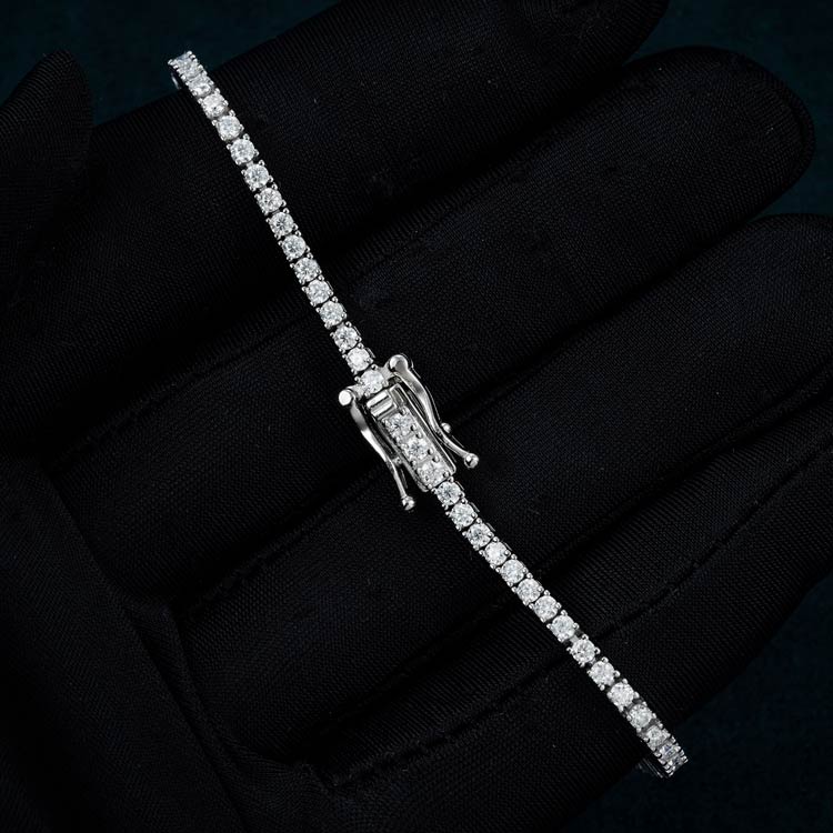 mens white gold 2mm moissanite tennis bracelet mens hand