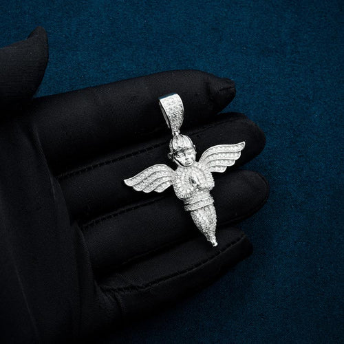 moissanite angel pendant cross white gold hip hop iced out hand