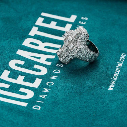 moissanite baguette cross ring iced out diamonds white gold hip hop icecartel