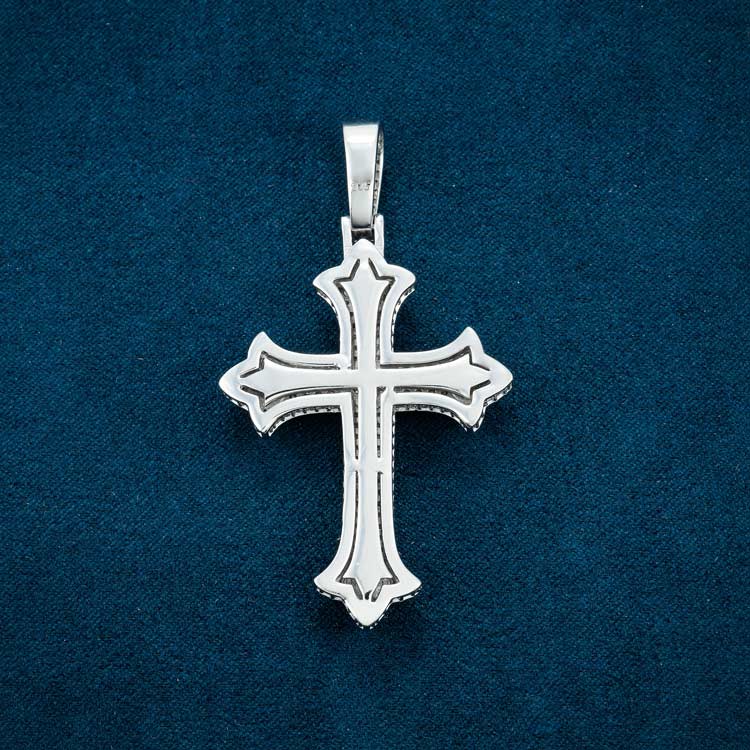 moissanite cross pendant 925 silver iced out diamond back