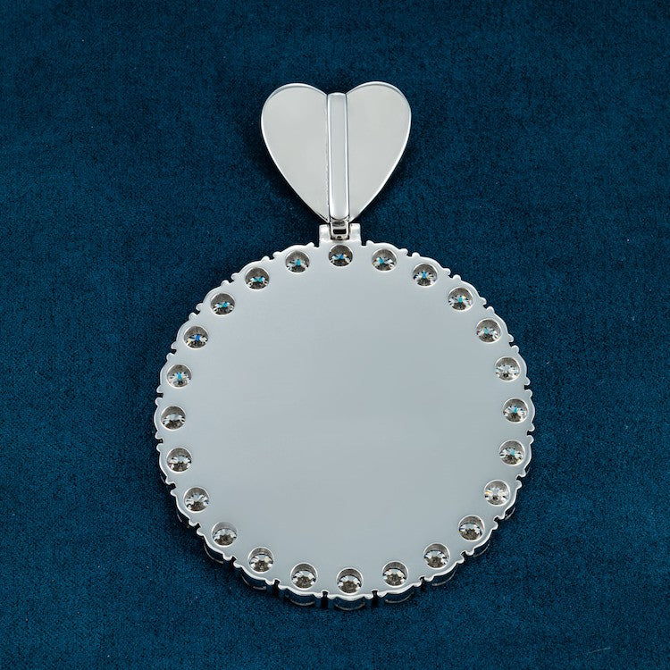 moissanite custom photo pendant heart iced out back