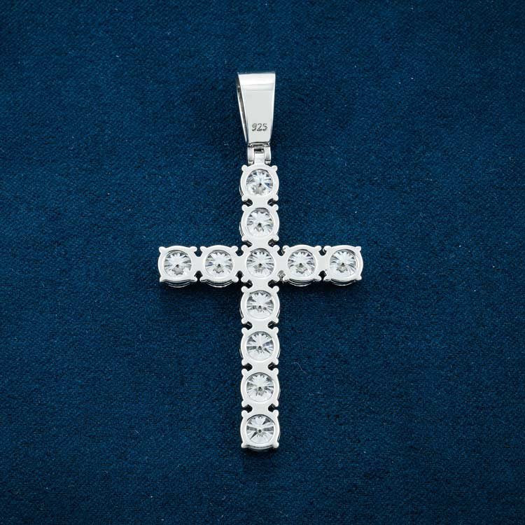 moissanite diamond cross pendant hip hop iced out white gold back