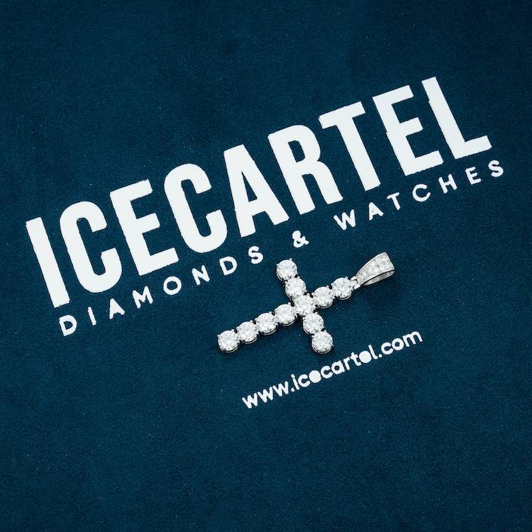 moissanite diamond cross pendant hip hop iced out white gold velvetsheet