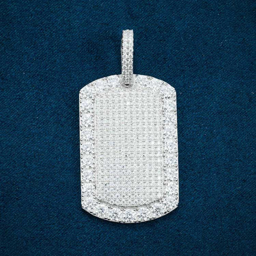 moissanite dog tag diamond pendant for men front