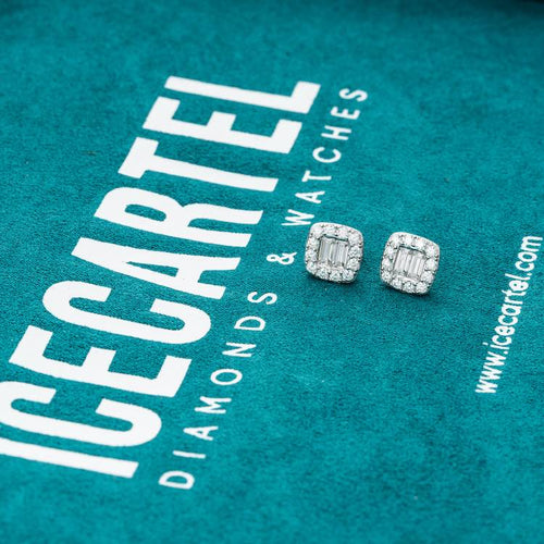 Moissanite Halo Screw Back Earrings Velvet