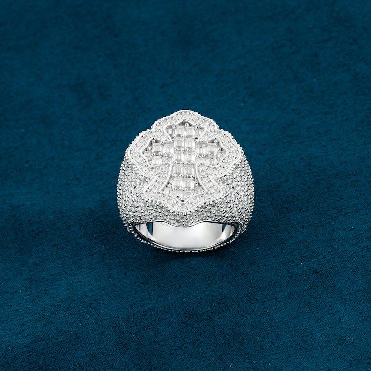 Moissanite Cross Ring 14K Gold