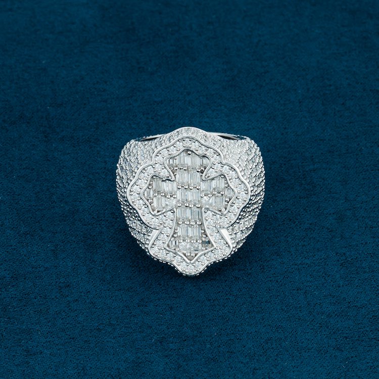 Moissanite Cross Ring 14K Gold