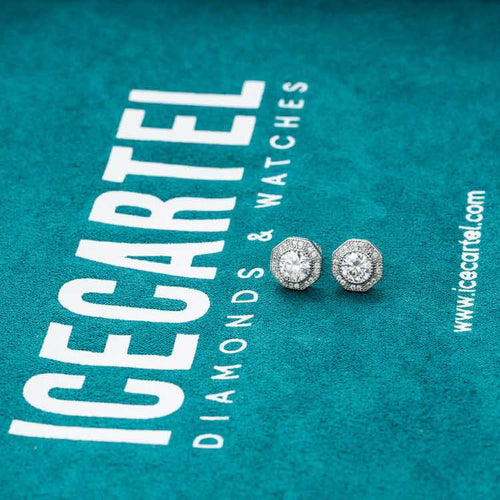 10mm Moissanite Screw Back Stud White Gold Diamond 925 Silver Velvet Sheet