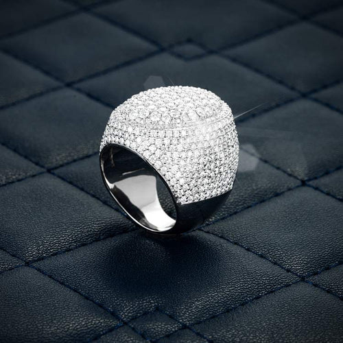 Moissanite Signet Ring white gold iced out for men