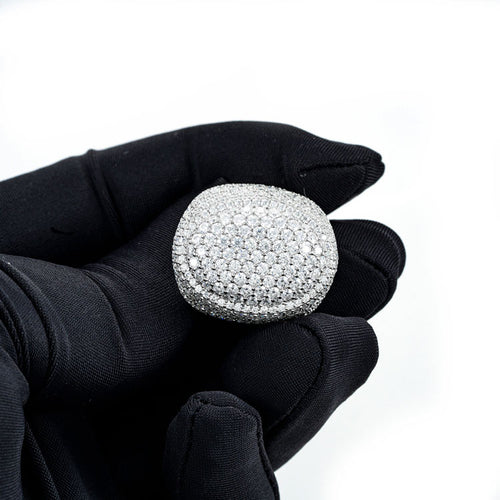 Moissanite Signet Ring white gold iced out for men hand