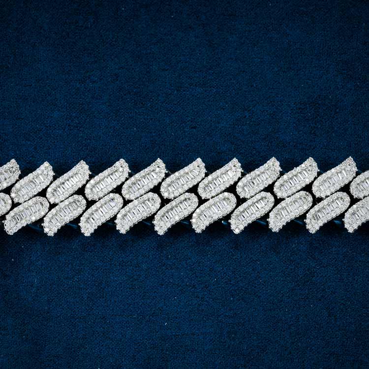 spiked link bracelet for men white gold iced moissanite close
