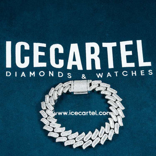 spiked link bracelet for men white gold iced moissanite velvet
