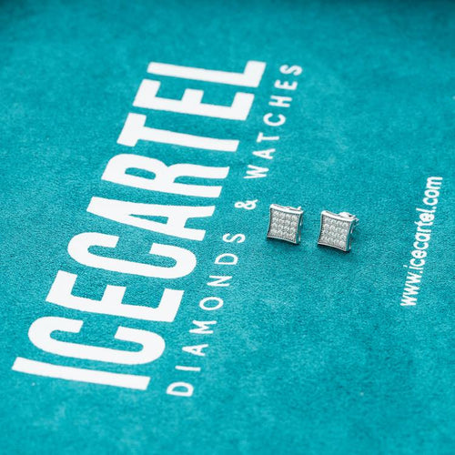 Square Moissanite diamonds stud earrings iced out screw back velvet